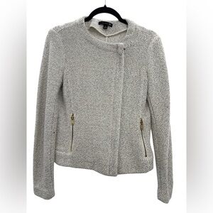 Ann Taylor Cream Blazer with Gold Zipper Accents